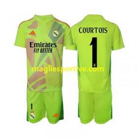 Completo Calcio Real Madrid COURTOIS 1 Portiere Bambino Divisa Quarta 2024-2025